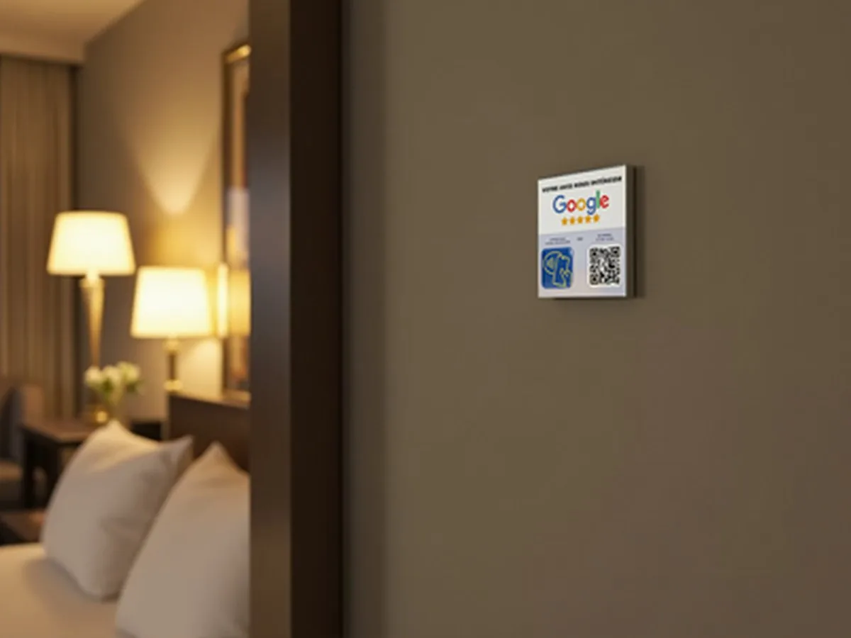 Plaque NFC Google avis chez hôtel